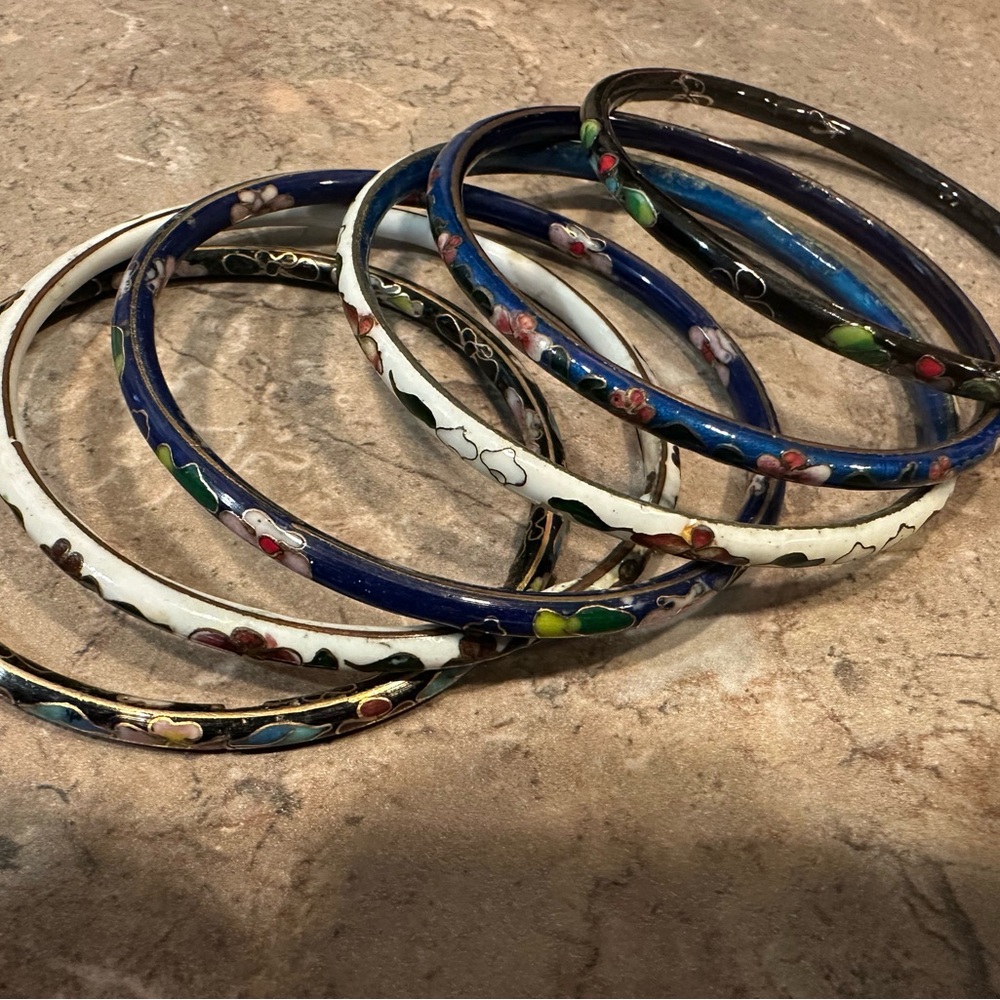 Colorful Cloisonné Bangle Set - Picture 3 of 4